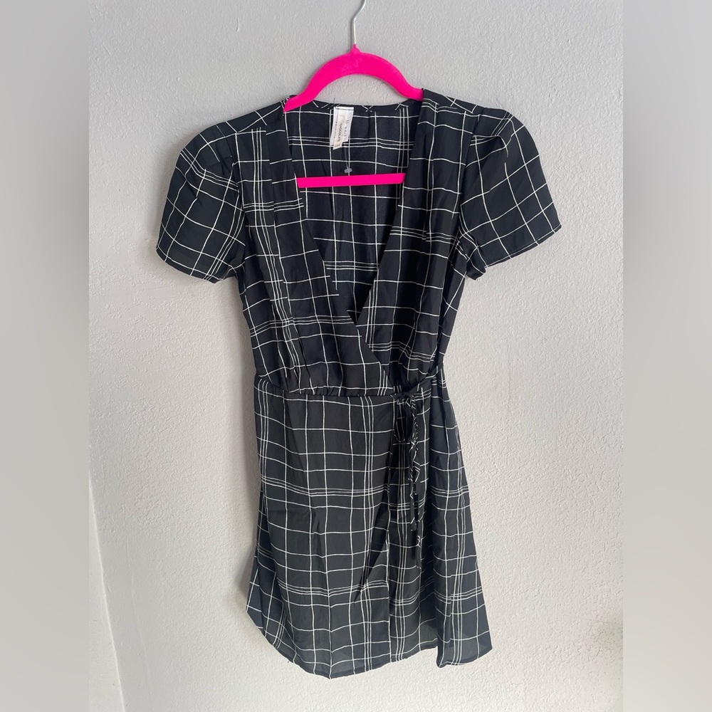 Chocolate Black and White Checkered Mini Dress